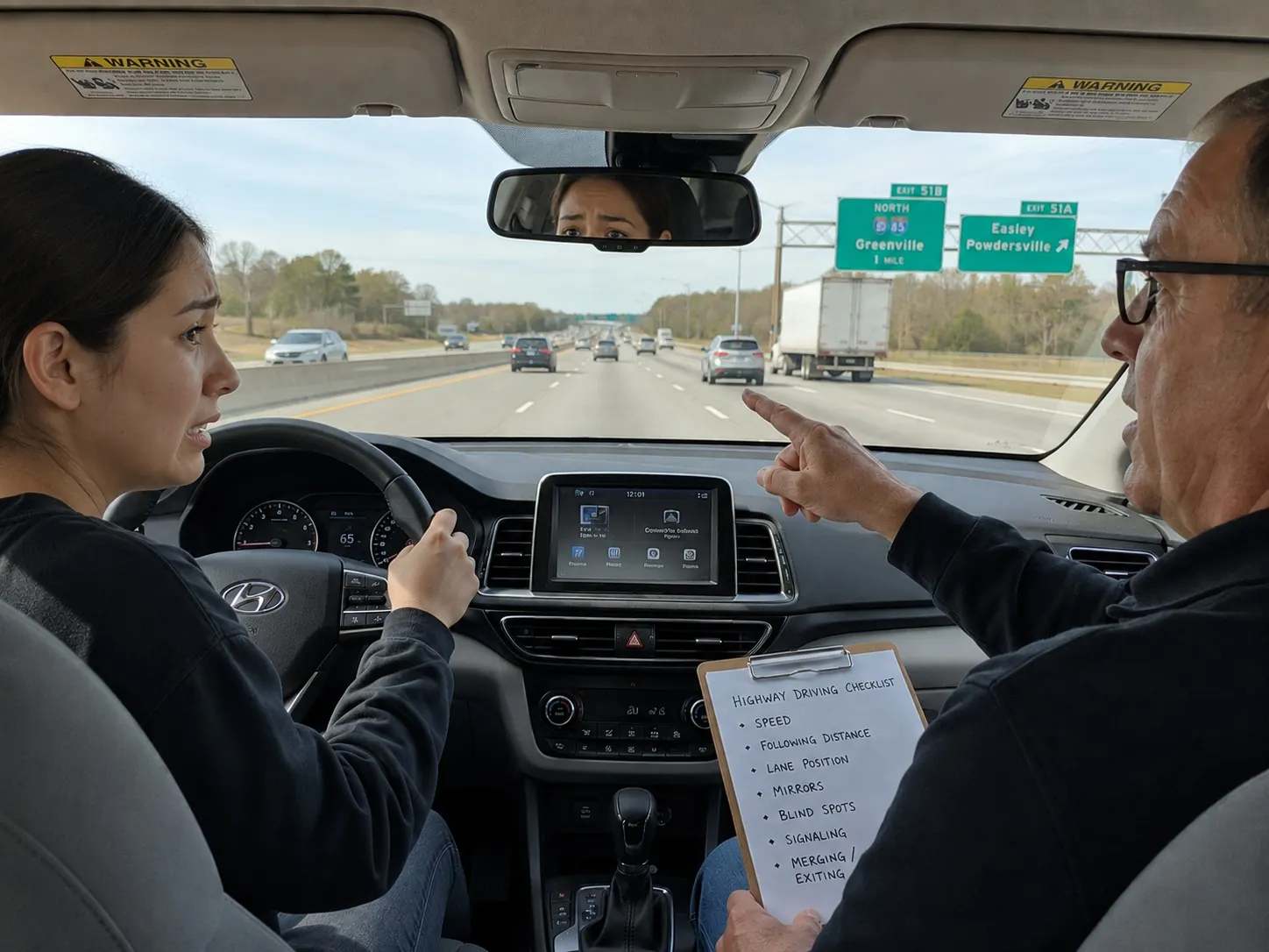 Calm instruction for a nervous driver