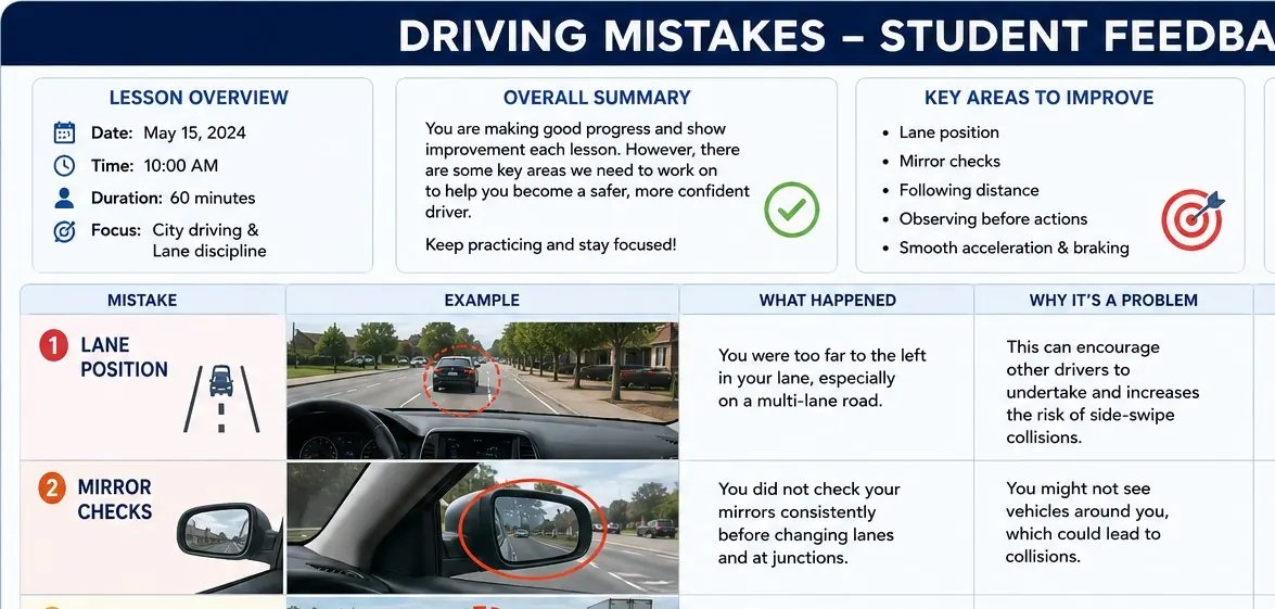 New driver receiving practical instruction